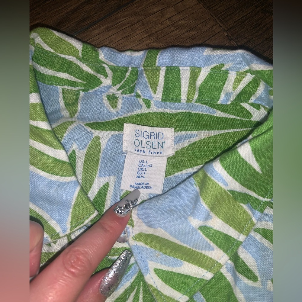 New Without Tag Sigrid Olsen Linen Palm Leaf Butt… - image 3